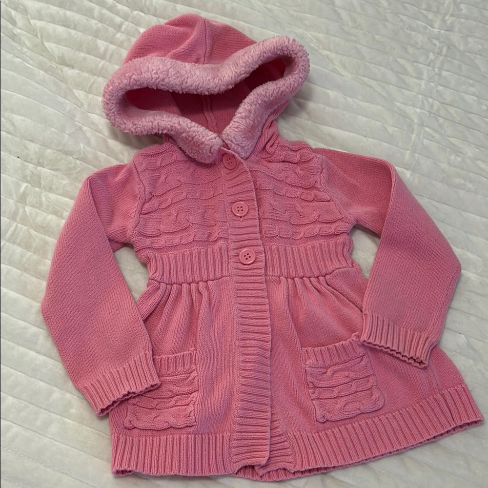 Sugar Pink Knit Cardigan with Hood